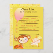 Basketball-Monkey Geburtstagsparty Einladung (Vorne/Hinten)