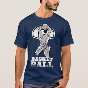 Basketball Motif Menis Women Vintag Retro T-Shirt