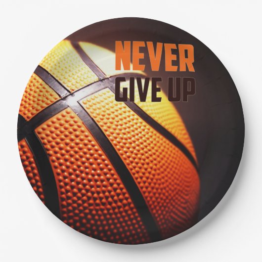 Basketball-Motivation - geben Sie niemals von Gesc Pappteller (Vorderseite)