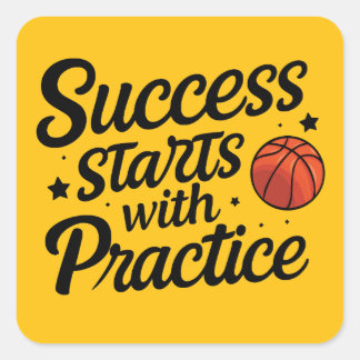 Basketball-Motivations-Erfolgs-Übungs-Zitat Quadratischer Aufkleber