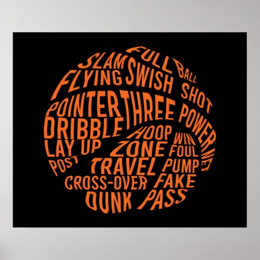Basketball Motivierend Word Cloud Art Poster (Vorne)