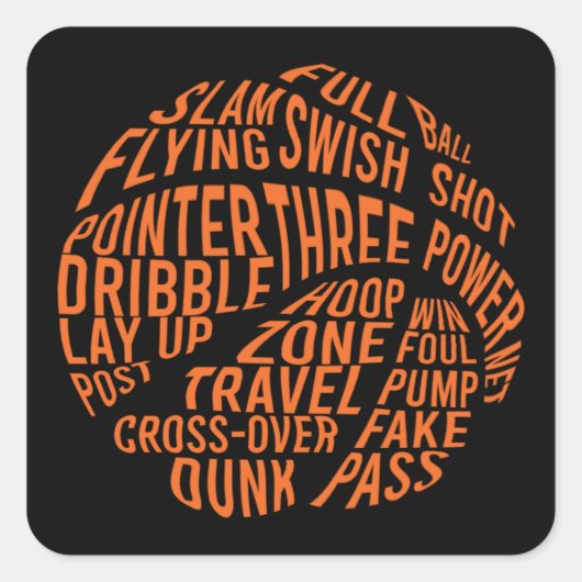 Basketball Motivierend Word Cloud Art Quadratischer Aufkleber (Vorderseite)