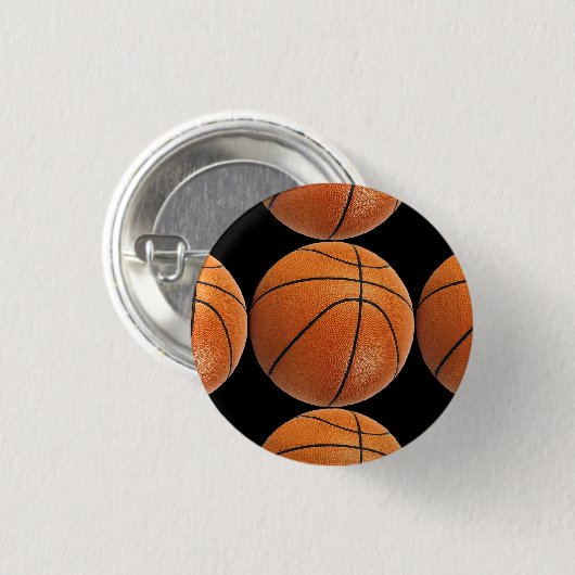 Basketball-Muster auf Schwarzem Button (Vorne & Hinten)