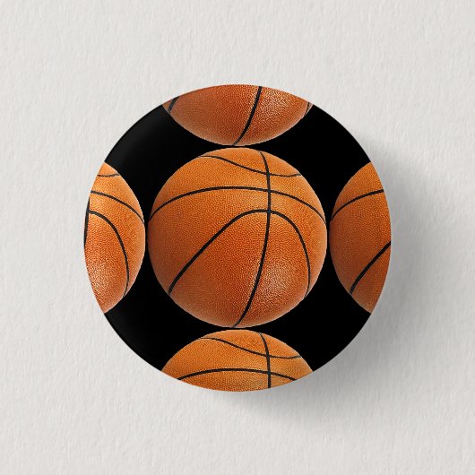 Basketball-Muster auf Schwarzem Button (Vorderseite)