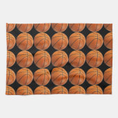 Basketball-Muster auf schwarzem Geschirrtuch (Horizontal)