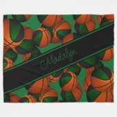 Basketball-Muster für schwarze Mädchen Fleecedecke (Vorderseite (Horizontal))