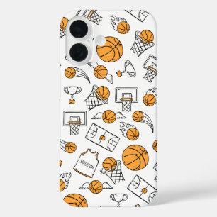Basketball Muster individuelle Name Gehäuse iPhone 16 Hülle
