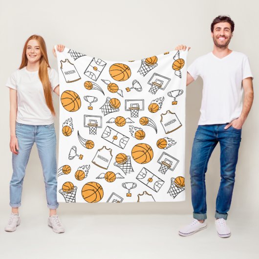 Basketball-Muster-Name-Fleecedecken Fleecedecke (Beispiel)
