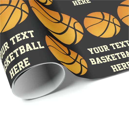 BASKETBALL-MUSTER-SCHABLONEN-TEXT-PACKPAPIERE GESCHENKPAPIER (Rolleneckpunkt)