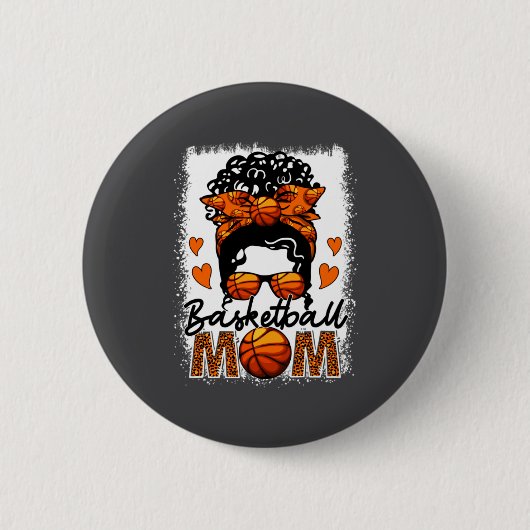 Basketball-Mutter Leopard Unordentlicher Dutt Spie Button (Vorderseite)