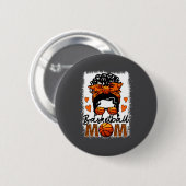 Basketball-Mutter Leopard Unordentlicher Dutt Spie Button (Vorne & Hinten)