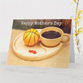 Basketball Muttertag mit Tasse Kaffee für Mama Karte (Gelbe Blume)