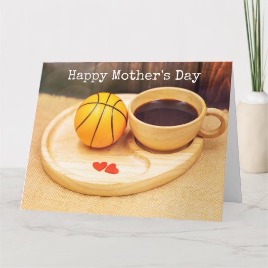 Basketball Muttertag mit Tasse Kaffee für Mama Karte (Vorderseite)