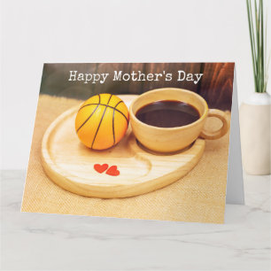 Basketball Muttertag mit Tasse Kaffee für Mama Karte