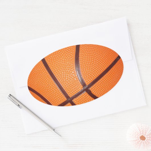 Basketball Nah-up Texturhaut Ovaler Aufkleber (Umschlag)