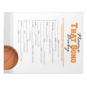 Basketball Name, das Song Baby Dusche Spiel Notizblock (Vorderseite)