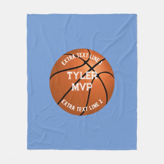 Basketball, Name des Kindes, MVP/Nummer, 2 Textlin Fleecedecke (Vorderseite)