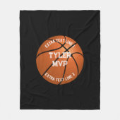 Basketball, Name des Kindes, MVP/Nummer, 2 Textlin Fleecedecke (Vorderseite)