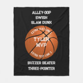 Basketball, Name des Kindes, MVP/Nummer, 7 Textlin Fleecedecke (Vorderseite)