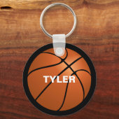 Basketball, Name in Weiß, doppelseitig, schwarz Schlüsselanhänger (Rückseite)