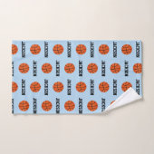 Basketball Name Muster Kids Blau Handtuch (Handtuch)