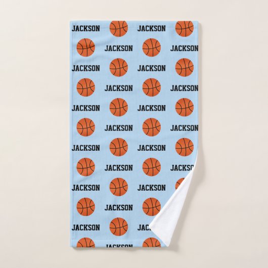 Basketball Name Muster Kids Blau Handtuch (Handtuch)
