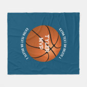 Basketball, Name, MVP/Nummer, 2 Textlinien blau Fleecedecke (Vorderseite (Horizontal))