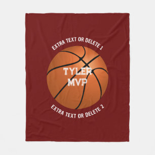 Basketball, Name, MVP/Nummer, 2 Textzeilen Rot Fleecedecke