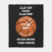 Basketball, Name, MVP/Nummer, 7 Linien, schwarze V Fleecedecke (Vorderseite)