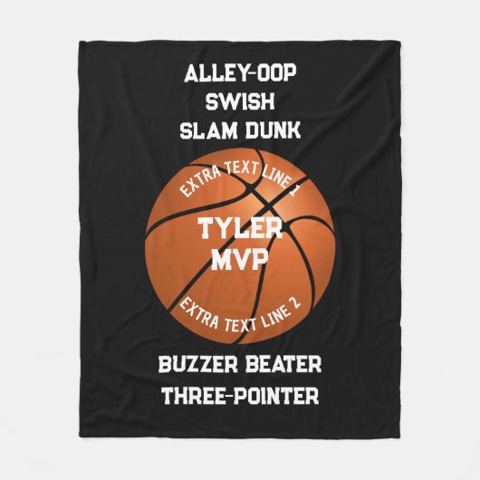 Basketball, Name, MVP/Nummer, 7 Linien, schwarze V Fleecedecke (Vorderseite)