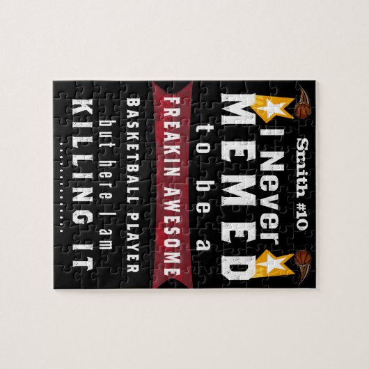 Basketball Name & Nummer Funny Meme Puzzle (Horizontal)