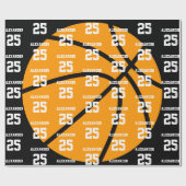 Basketball | Name & Nummer Geschenkpapier (Flach)