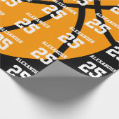 Basketball | Name & Nummer Geschenkpapier (Ecke)