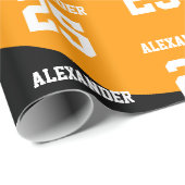 Basketball | Name & Nummer Geschenkpapier (Rolleneckpunkt)