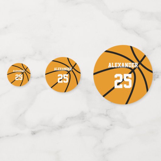 Basketball | Name & Nummer Konfetti (Vorderseiten)