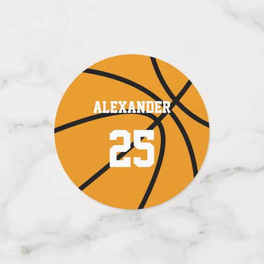 Basketball | Name & Nummer Konfetti (Klein Vorderseite)