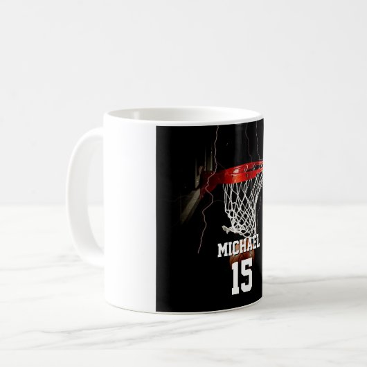 Basketball Name und Nummer hinzufügen Kaffeetasse (Vorderseite Links)