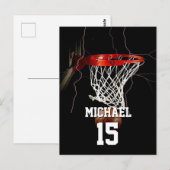 Basketball Name und Nummer hinzufügen Postkarte (Vorne/Hinten)