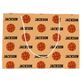 Basketball Namensmuster Kids Orange Große Geschenktüte (Rückseite)
