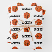 Basketball Namensmuster Kinder weiß Geschenkpapier Set (Beispiel)