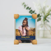 Basketball Navy & Gold Abschluss Ankündigungspostkarte (Stehend Vorderseite)