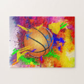 Basketball Neon Paint Spritzer Moderner Spaß Puzzle (Horizontal)