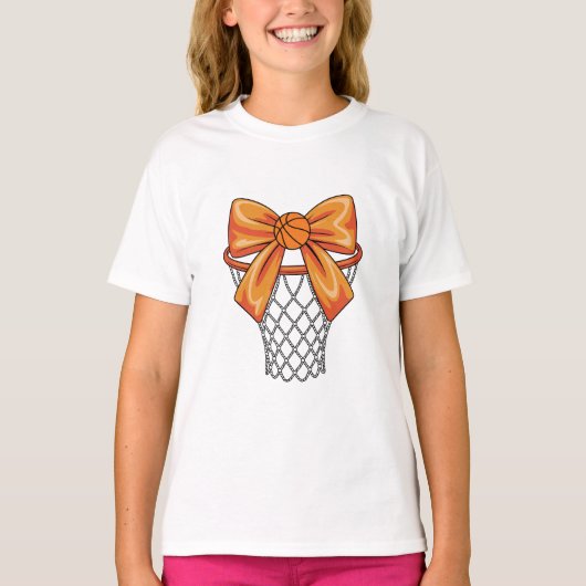 Basketball Net and Bow | Cute Hoops Sports Fan T-Shirt (Vorderseite)