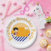 Basketball Niedlich Black Hair Boy Pappteller (Party)