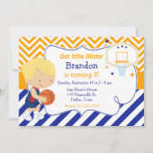 Basketball Niedlich Blonde Boy Geburtstagsparty Einladung (Vorderseite)