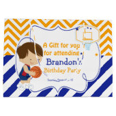 Basketball Niedlich Brown Hair Boy Vielen Dank Große Geschenktüte (Rückseite)