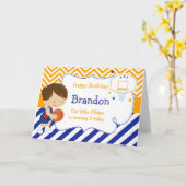 Basketball Niedliche Brünette Haare Junge Geburtst Karte (Gelbe Blume)