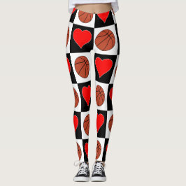 Basketball-Niedliche Frauenbasketball und Herz Leggings
