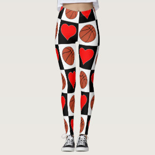Basketball-Niedliche Frauenbasketball und Herz Leggings