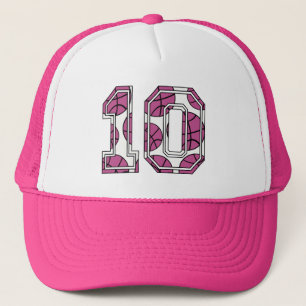 Basketball Nr. 10 rosa und Weiß Truckerkappe